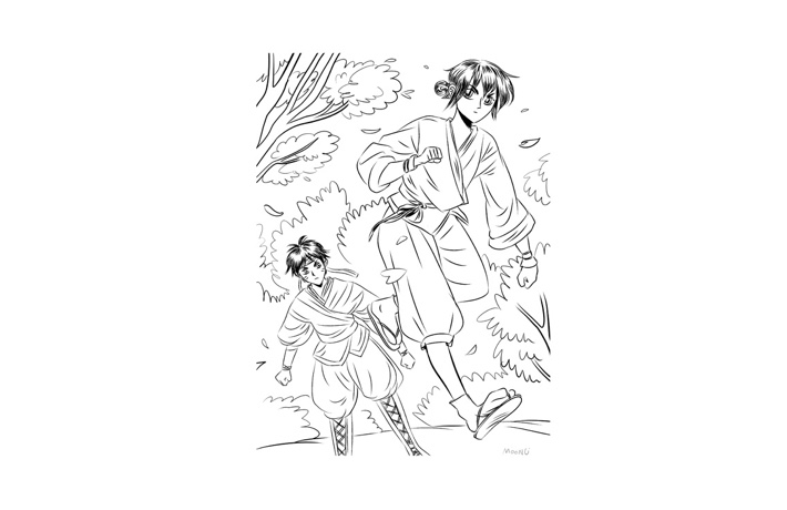 Illustration de deux personnages dessinés façon « manga », l’une tourne les talons à l’autre.