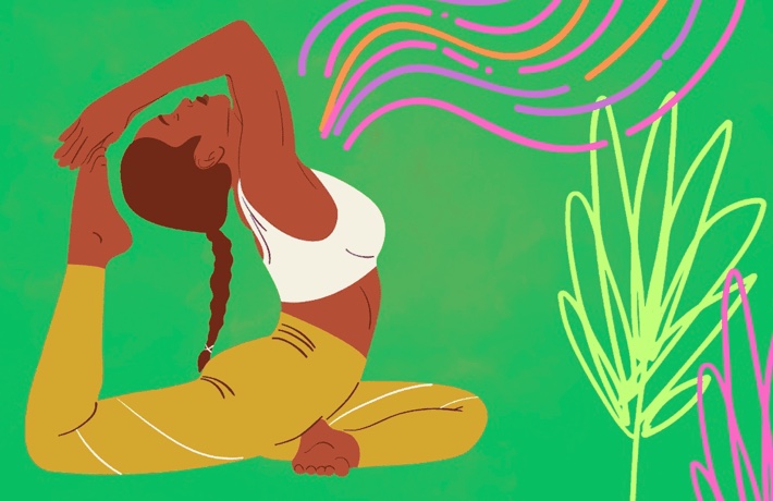 Illustration d’une jeune femme faisant du yoga.