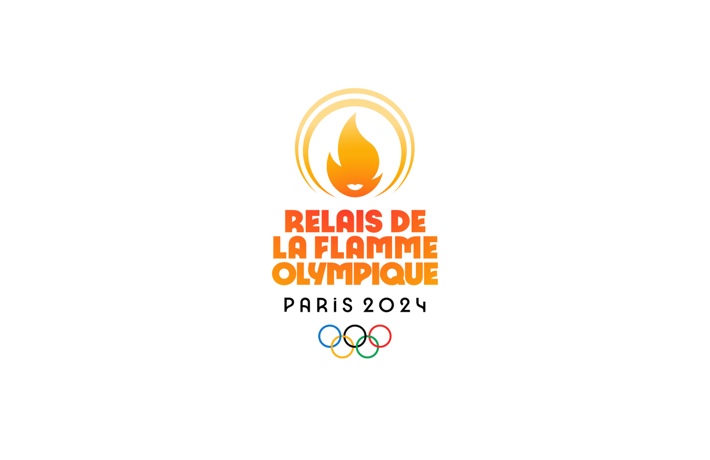 Logo : Relais de la flamme olympique, Paris 2024.